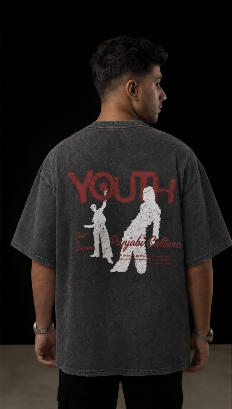 Jatt Te Jawani Vintage Wash Tee — Youth Graphi