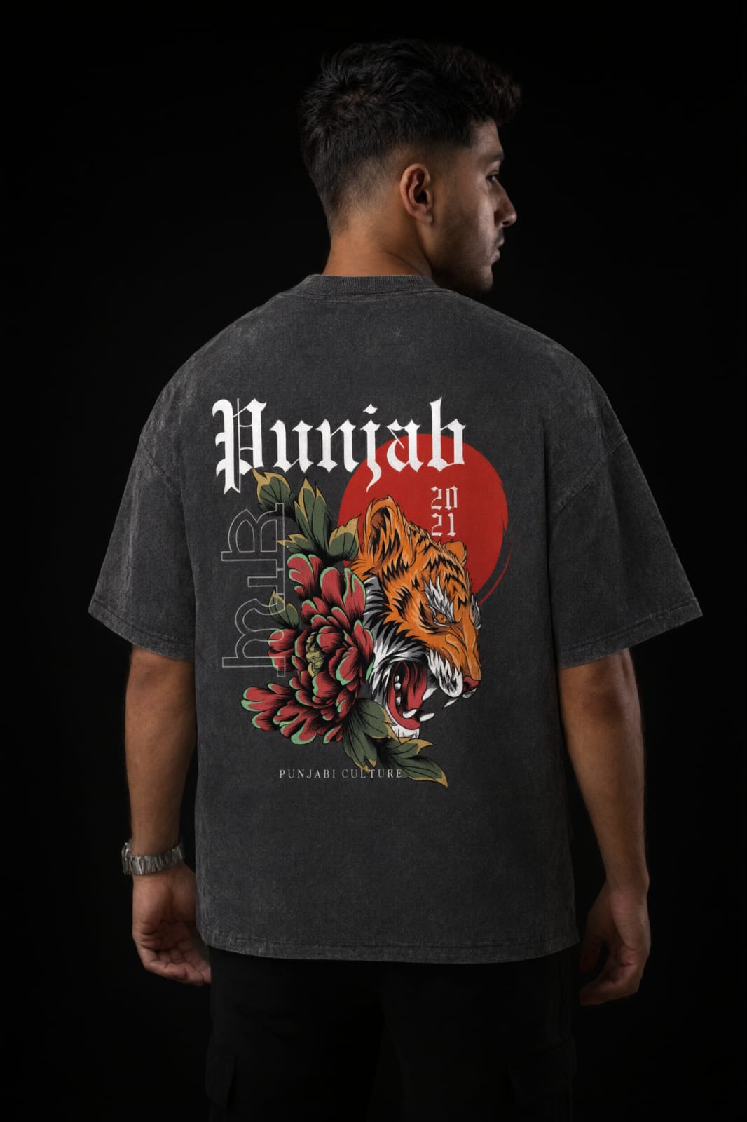Punjabi Culture™ Vintage Oversized T-Shirt — Black