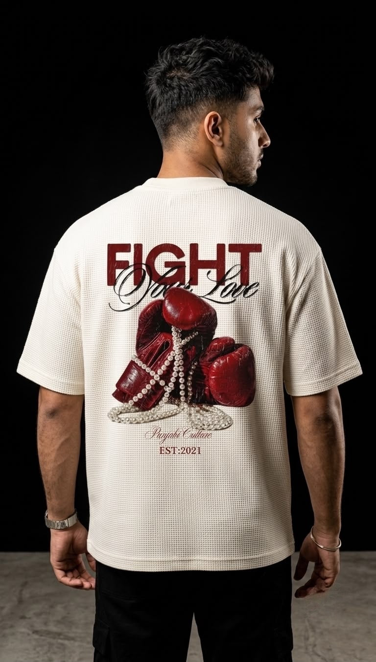 Punjabi Culture "Fight For Love" Heavyweight Waffle T-Shirt (240 GSM