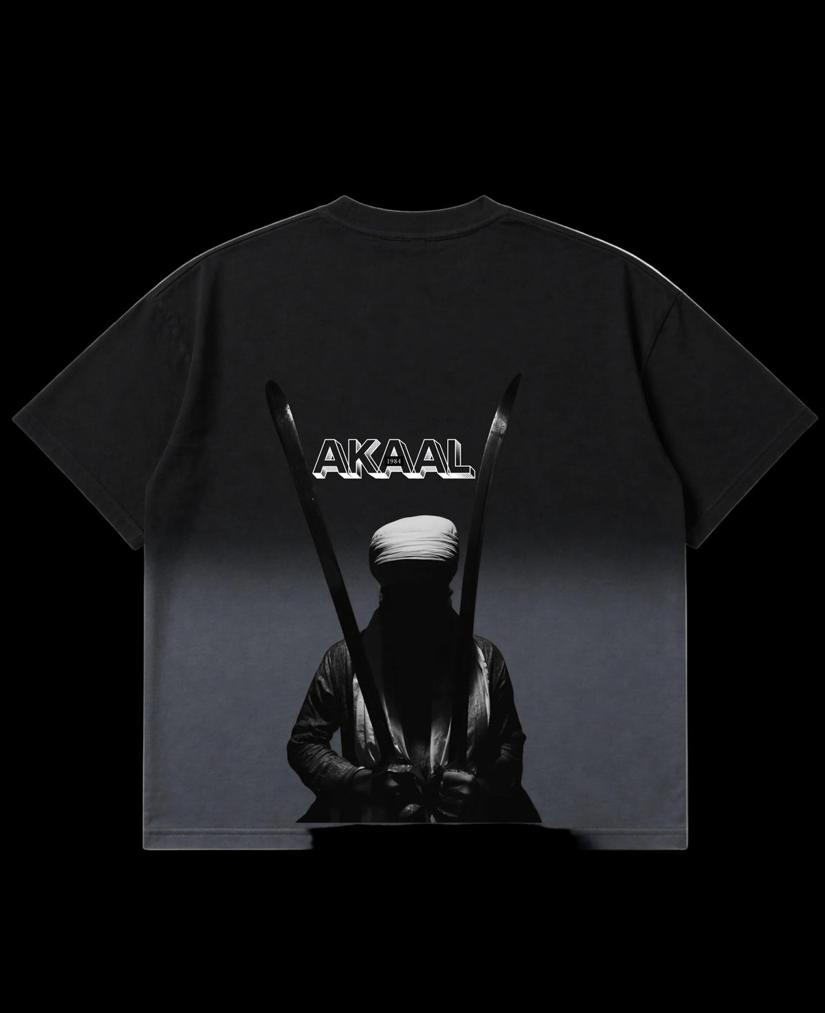 Black Ombré Wash Boxy Fit T-shirt Back Design