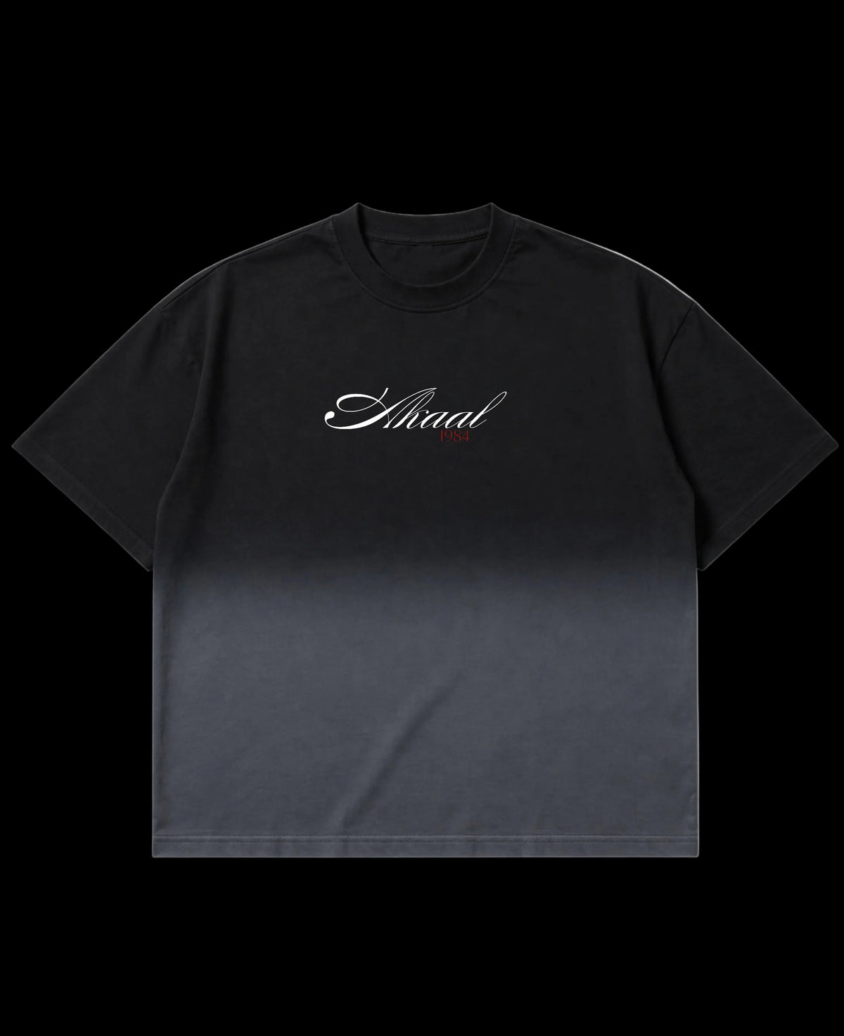 Black Ombré Wash Boxy Fit T-shirt Front Design