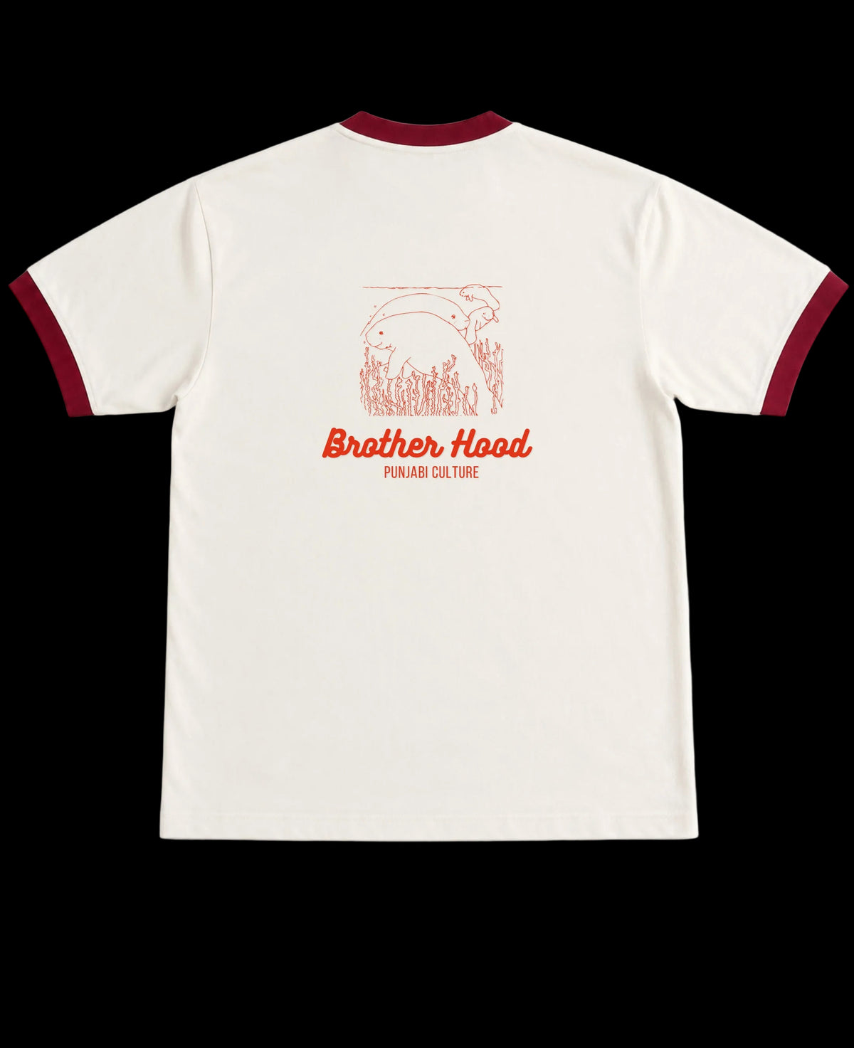 Off White & Maroon Ringer tee Back Design
