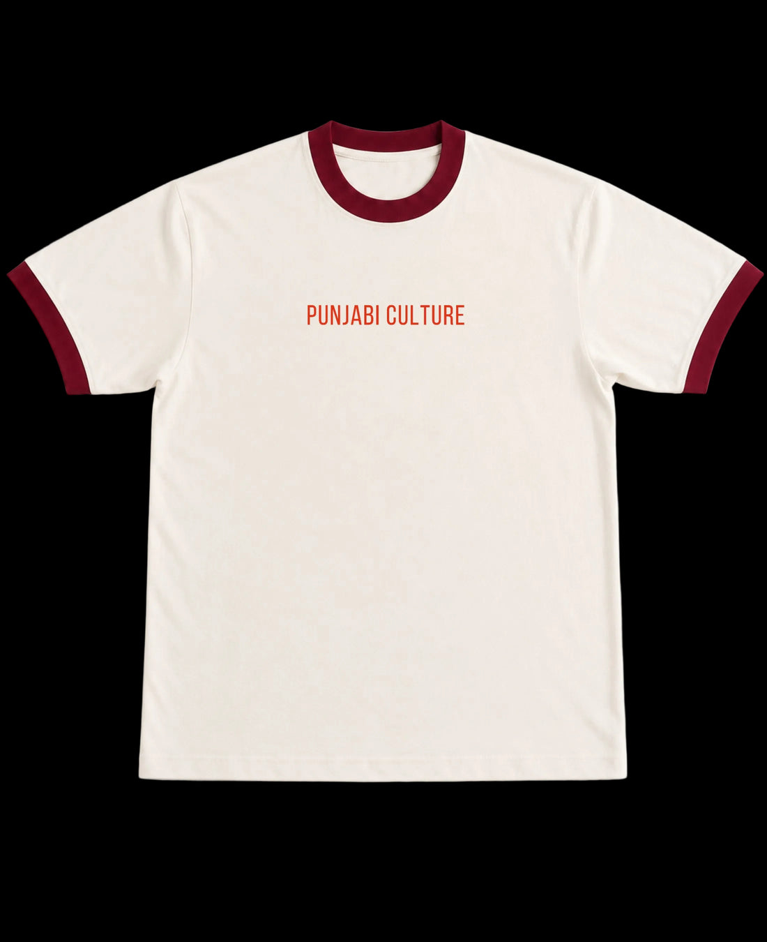Off White & Maroon Ringer tee Front Design