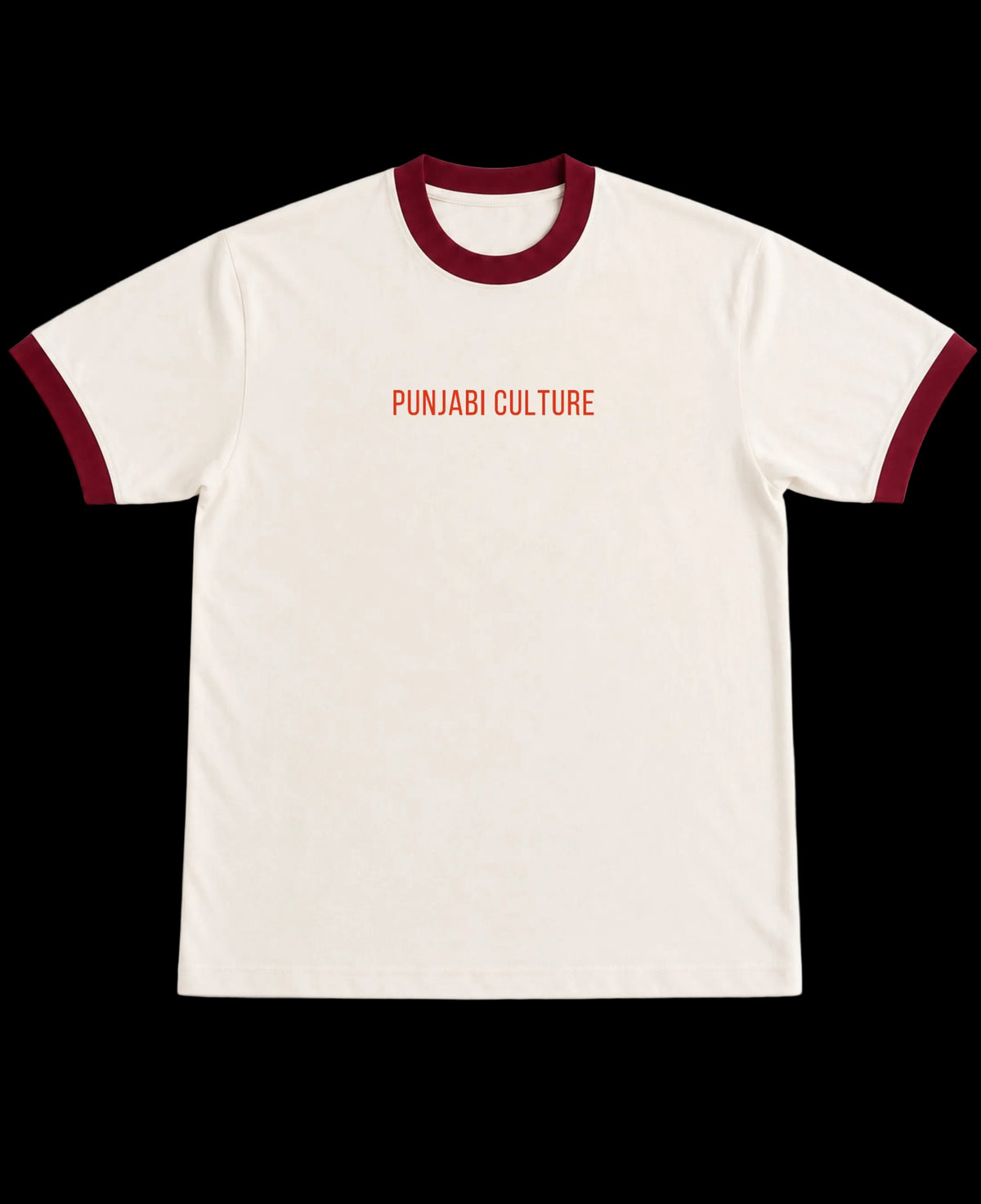 Off White & Maroon Ringer tee Front Design