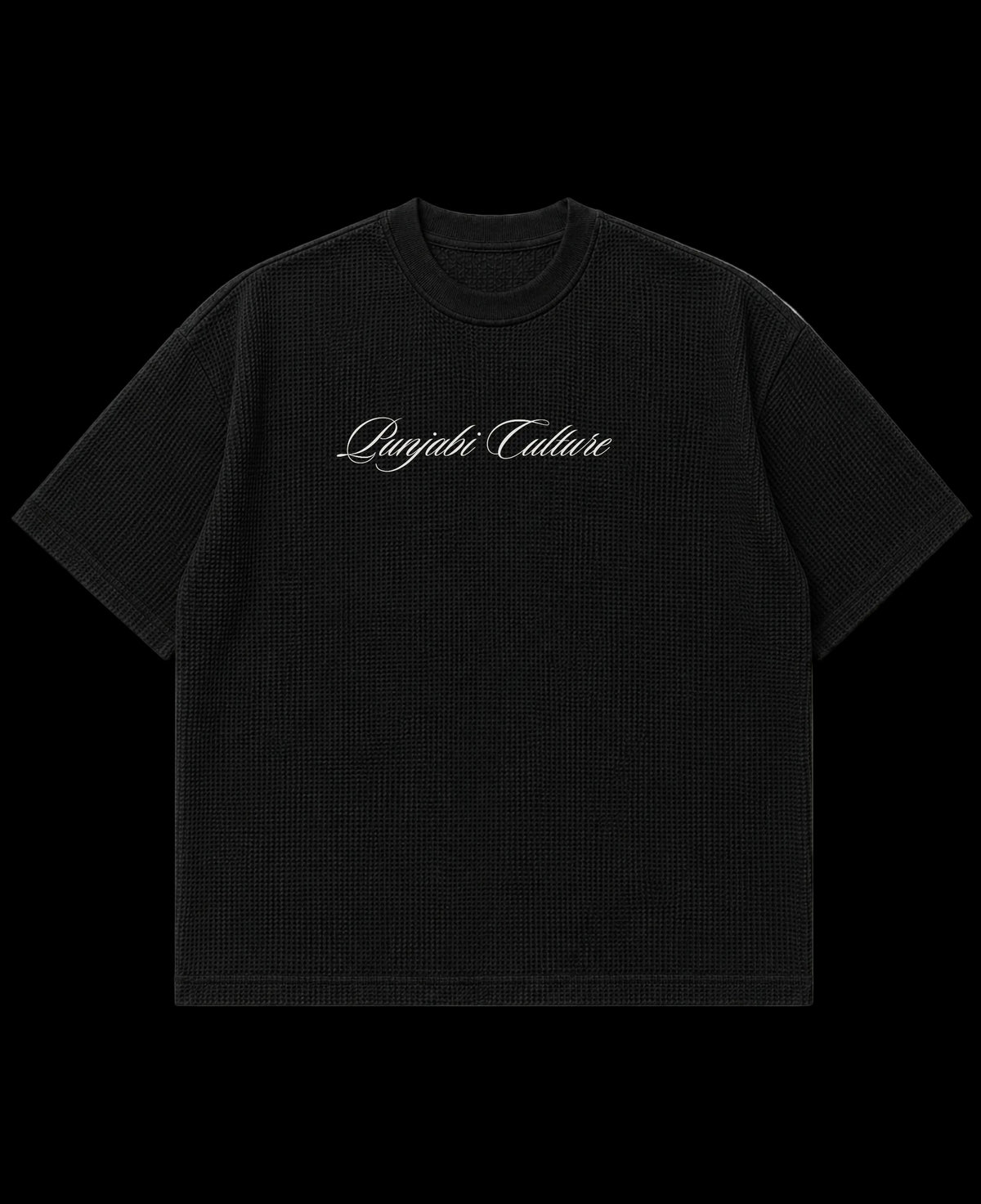 Black waffle boxy fit Front Design