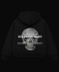Black Boxy Double Zipped Hoodie  Back Design
