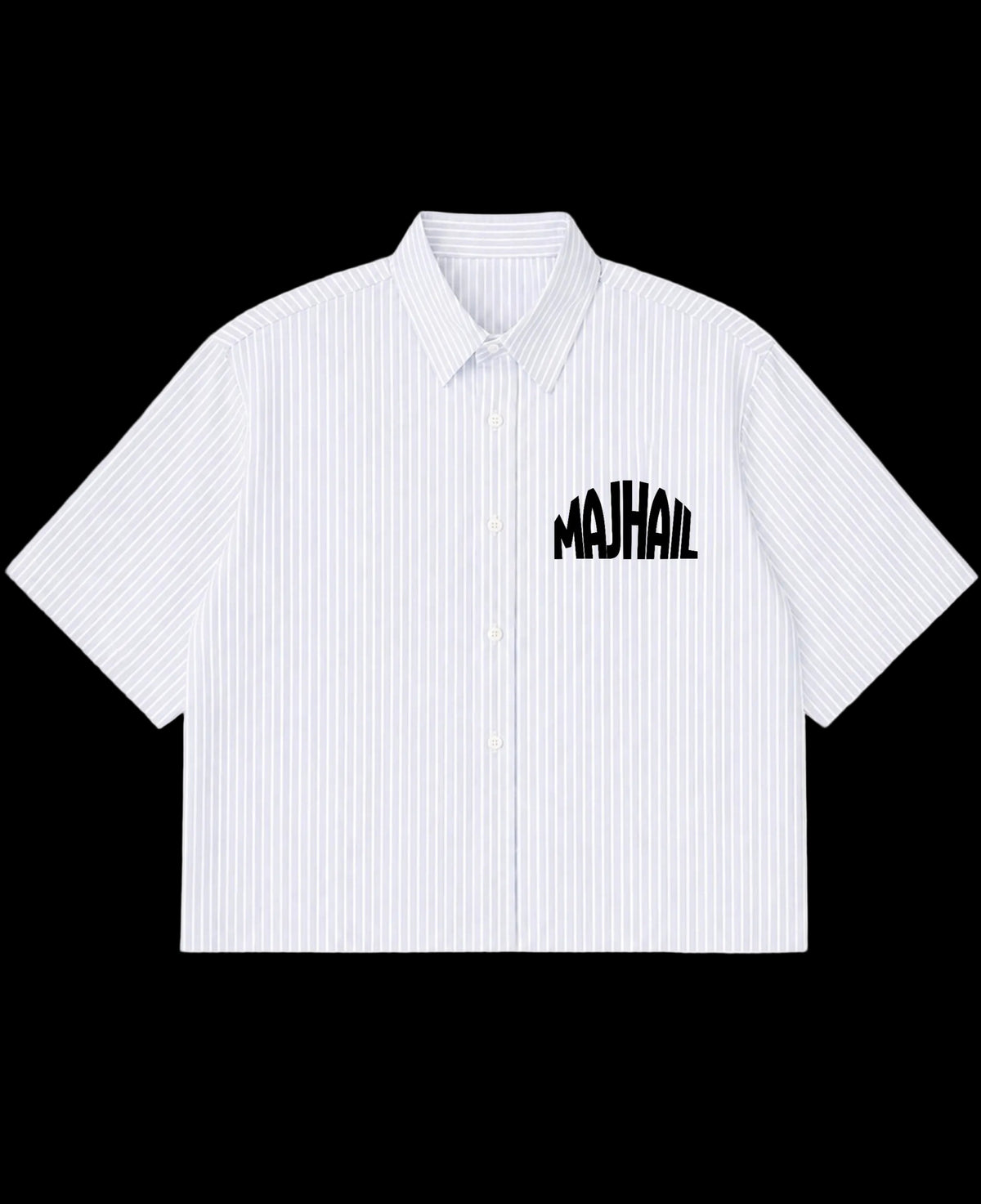 Blue Striped Oxford Boxy Shirt Front Design
