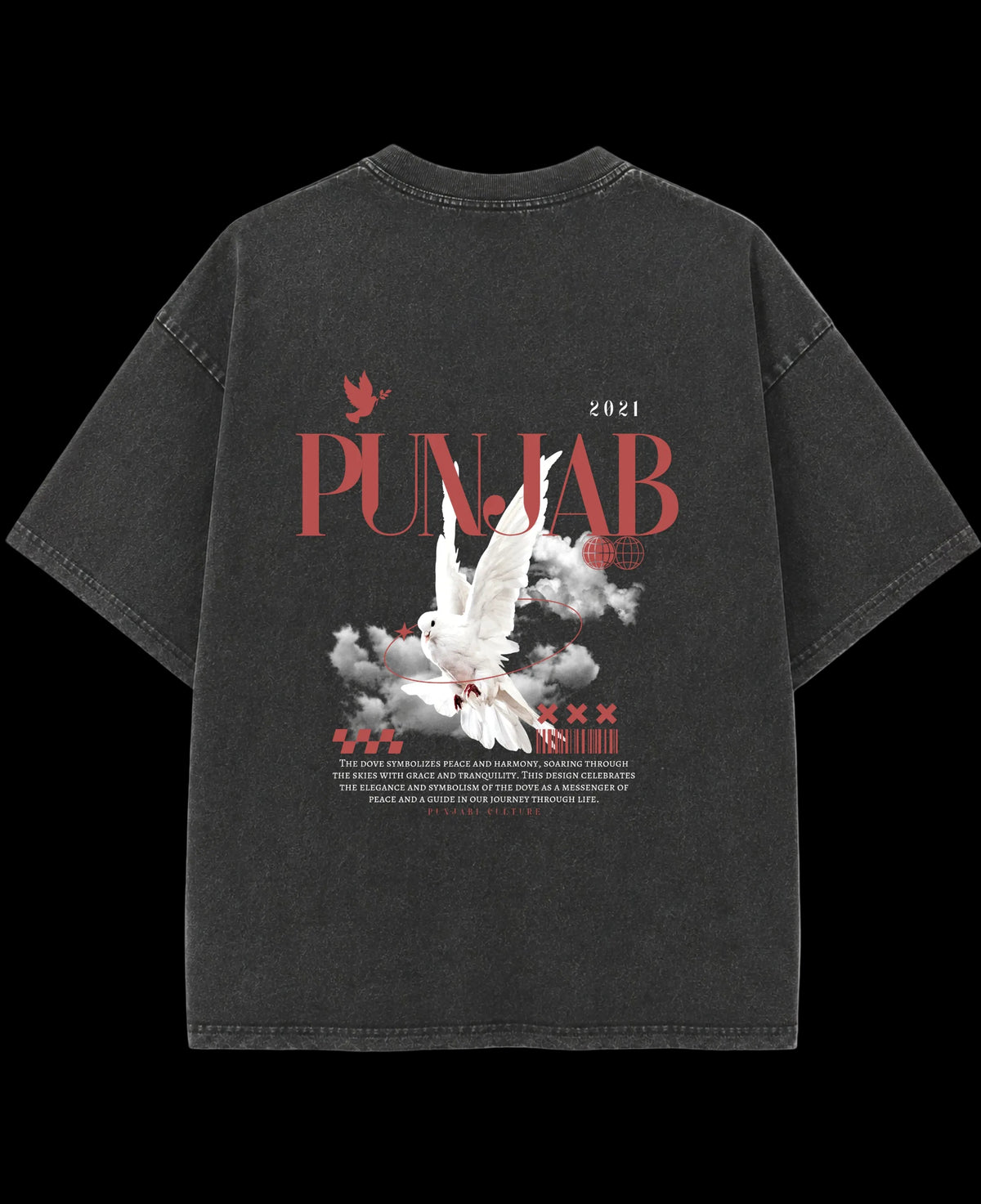 Vintage Fade Wash Oversized T-shirt Back Design