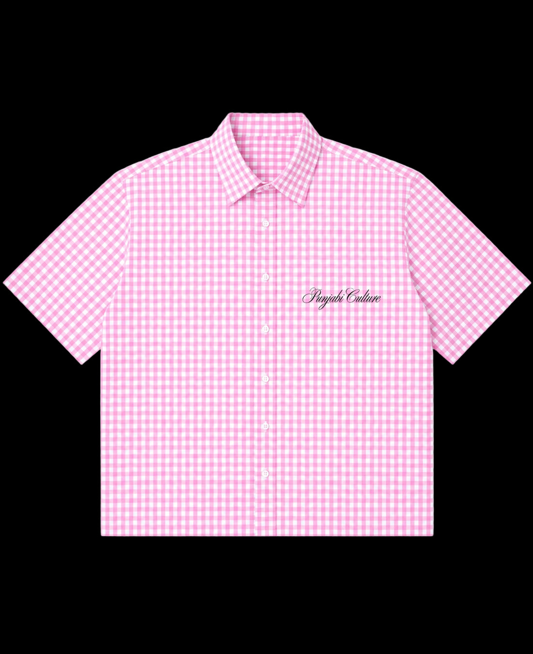 Pink Gingham Oxford Boxy Shirt Front Design