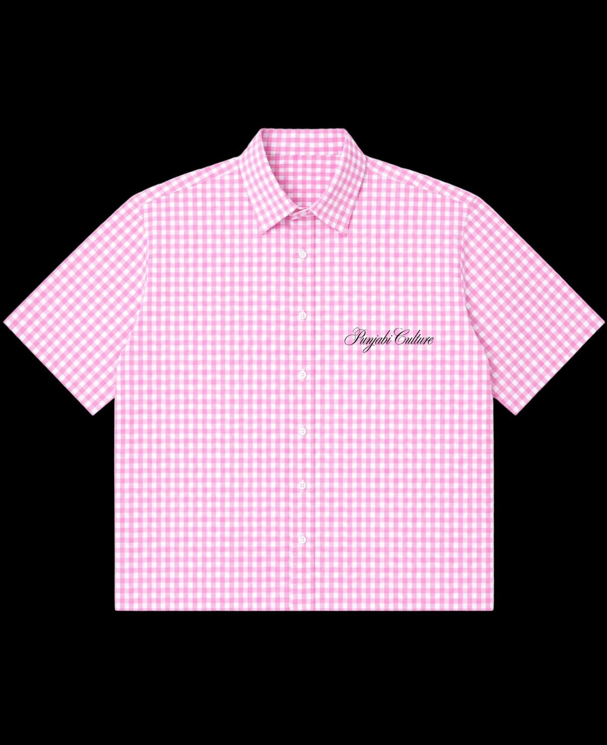 Pink Gingham Oxford Boxy Shirt Front Design