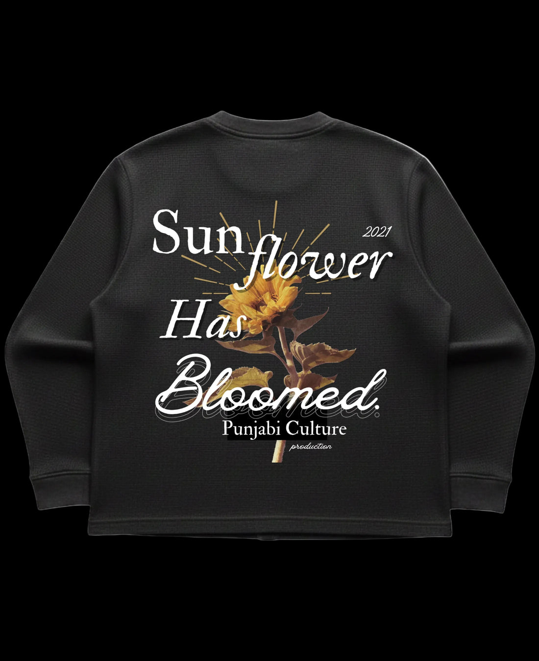 Black waffle knit oversized full-sleeve Front Design