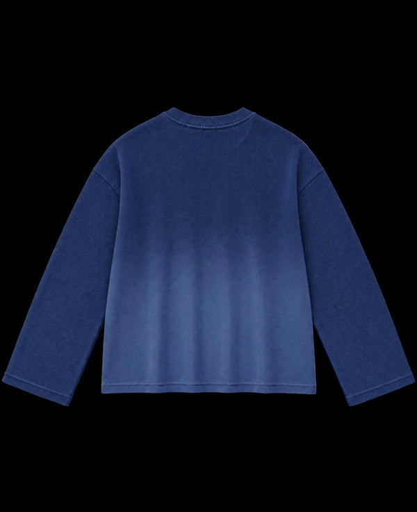 Blue Ombré Waffle Knit Oversized Full-Sleeve Back Design