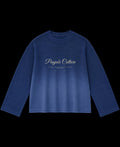 Blue Ombré Waffle Knit Oversized Full-Sleeve Front Design