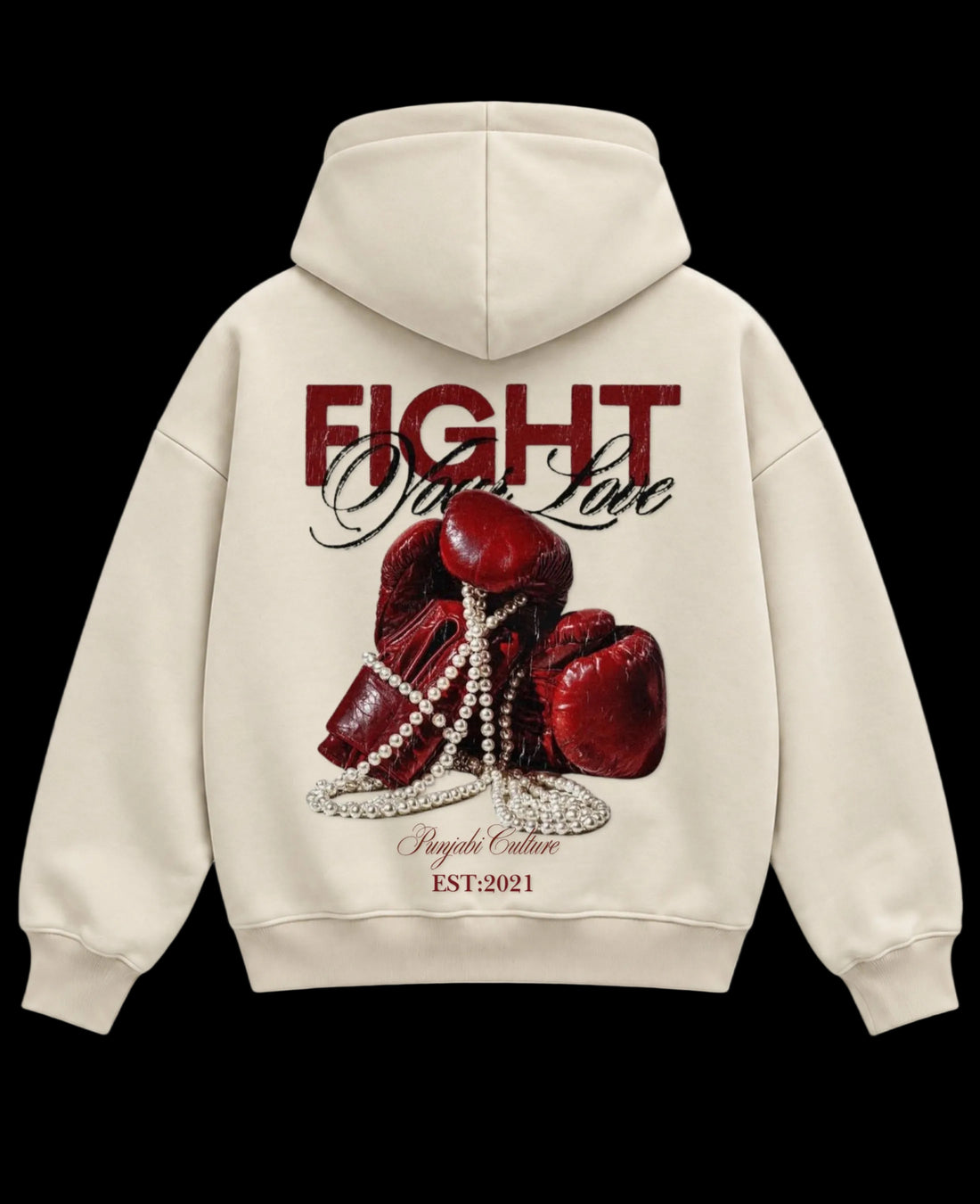 Cream Boxy Hoodie Front Design