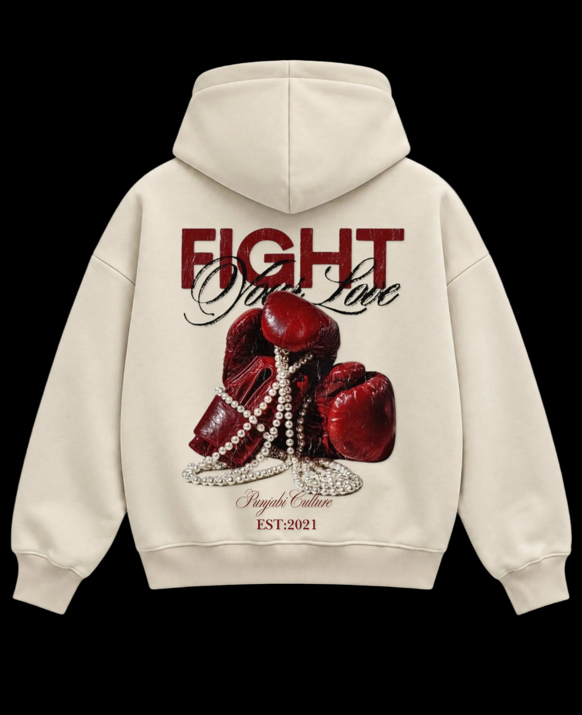 Cream Boxy Hoodie Back Design