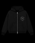 Black Boxy Dual Zipper Hoodie Front Design
