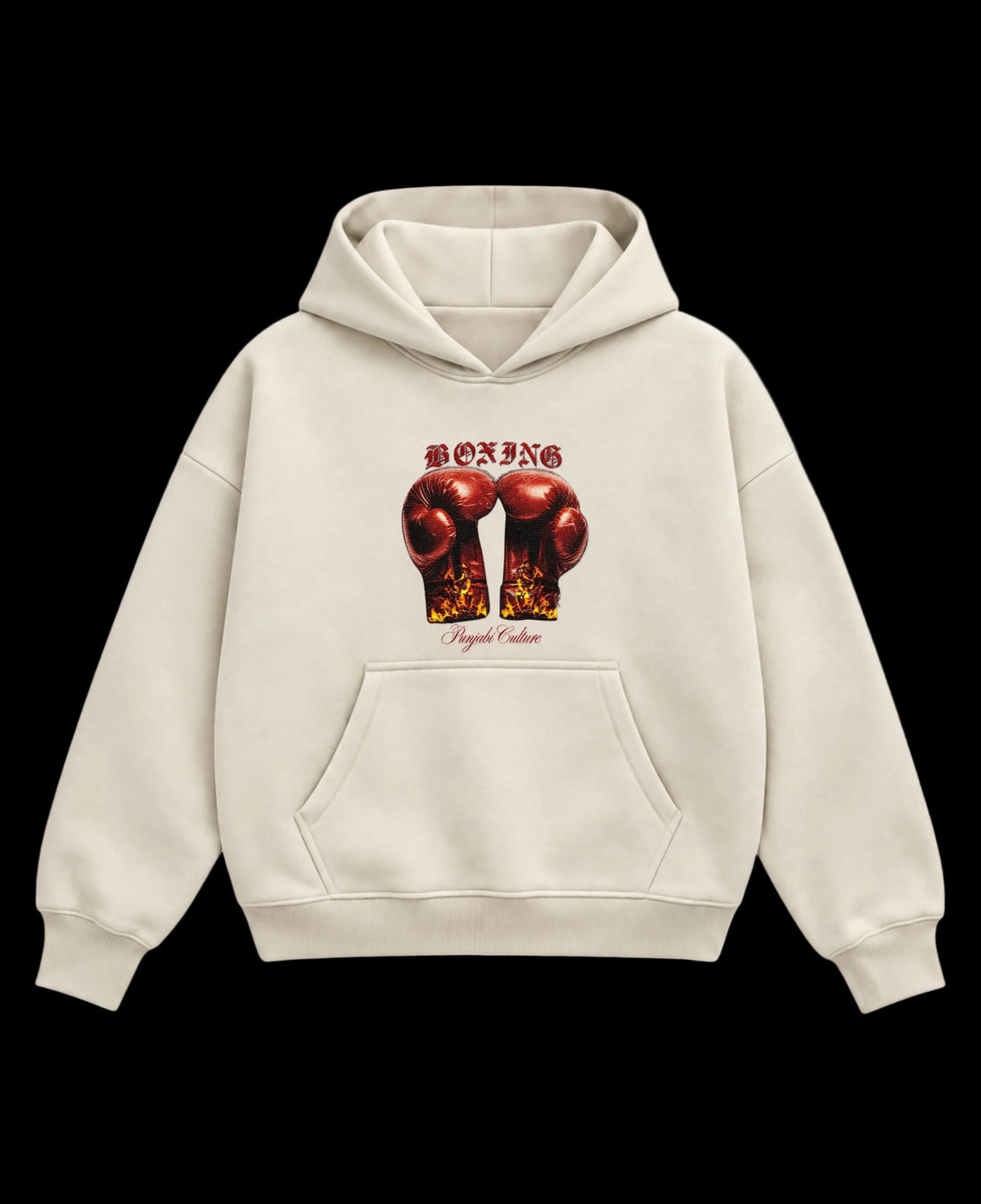 Cream Boxy Hoodie Front Design