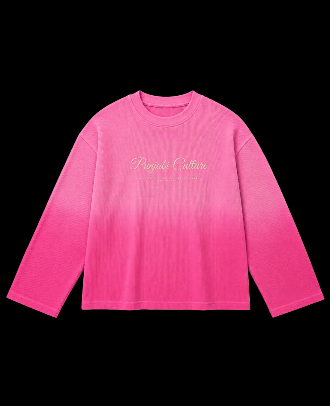 Pink Ombré Waffle Knit Oversized Full-Sleeve Front Design