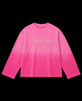 Pink Ombré Waffle Knit Oversized Full-Sleeve Front Design
