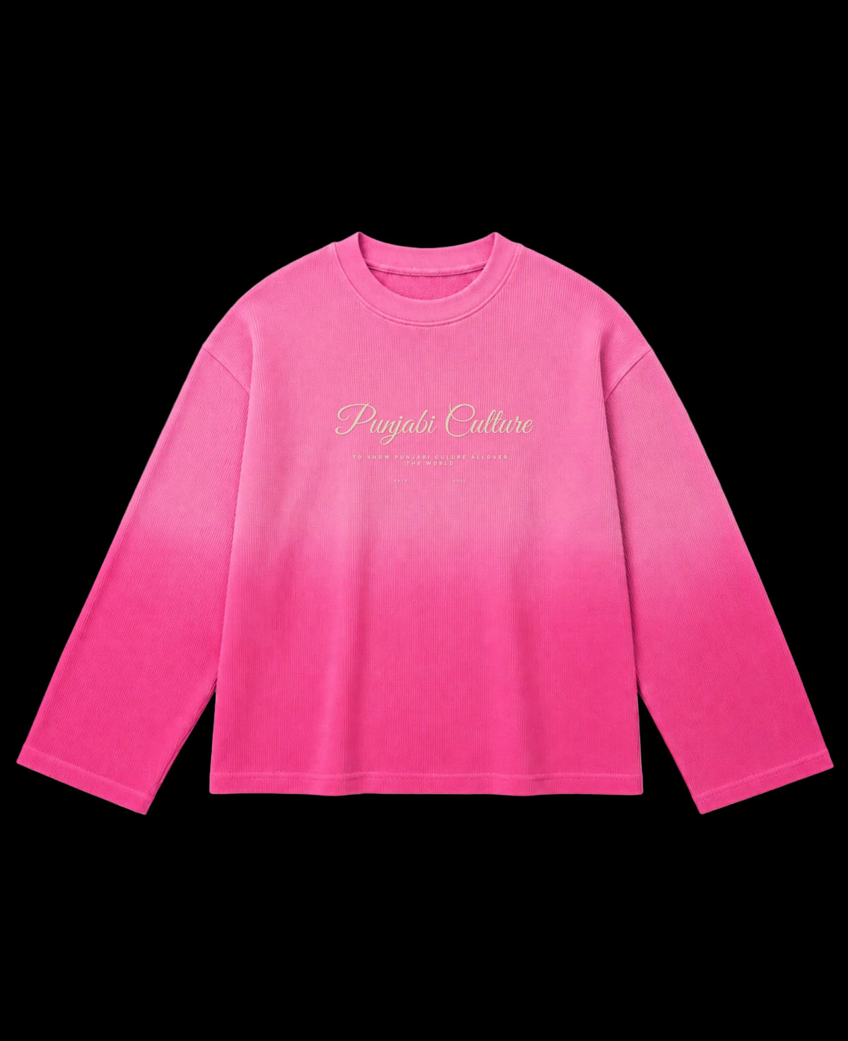 Pink Ombré Waffle Knit Oversized Full-Sleeve Front Design