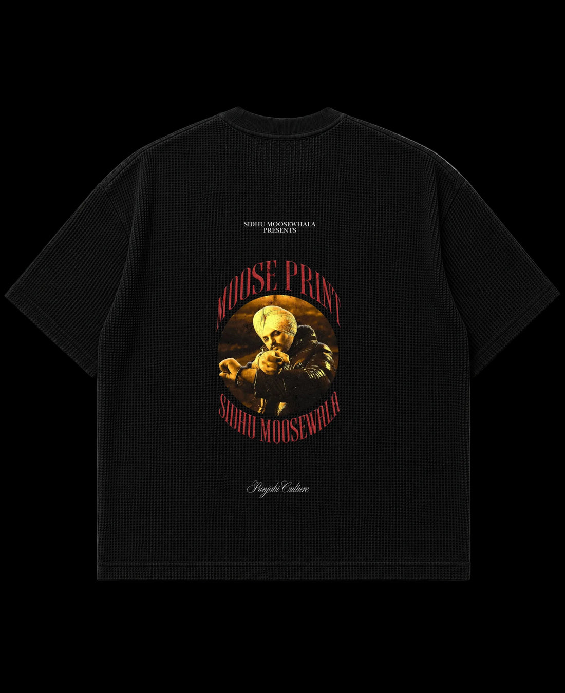 Black waffle boxy fit Front Design