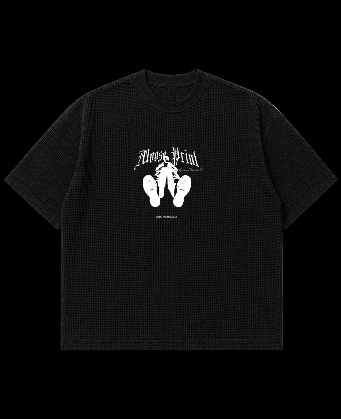 Black waffle boxy fit Front Design