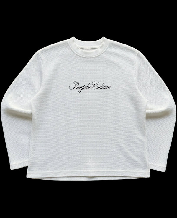 Off-white waffle knit oversized full-sleeve Front Design
